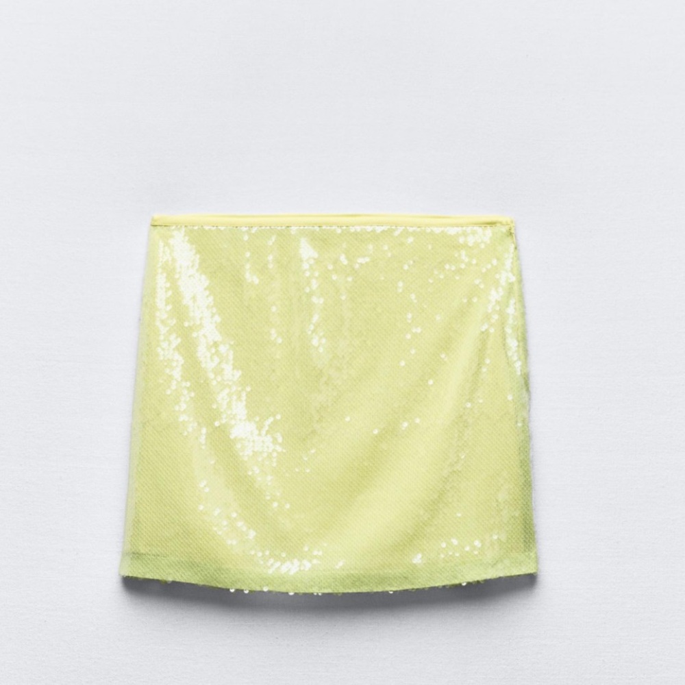 Zara Yellow Sequin Mini Skirt